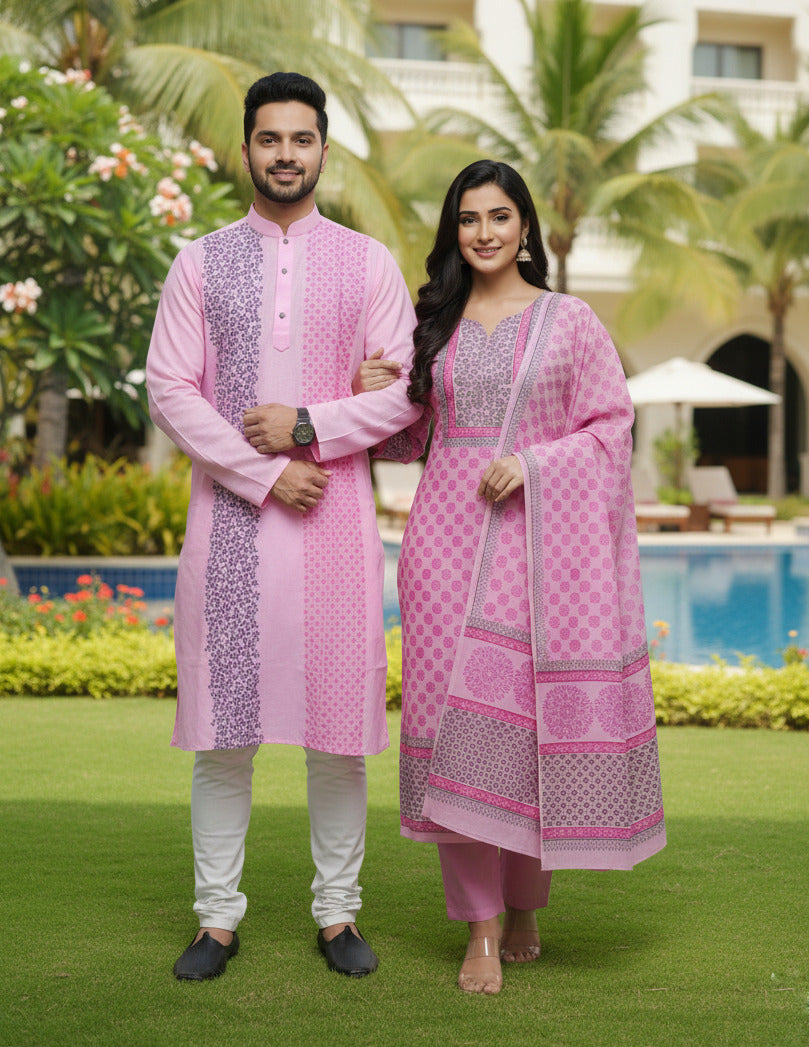 Panjabi Three Piece Couple Set