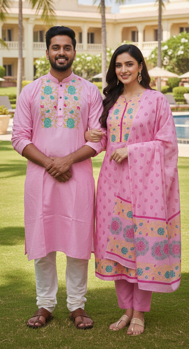 Panjabi Three Piece Couple Set