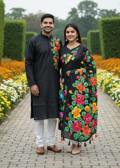 Panjabi Three Piece Couple Set