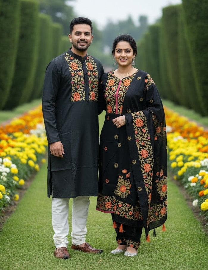 Panjabi Three Piece Couple Set