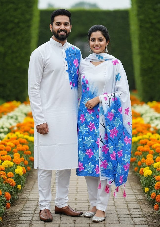 Panjabi Three Piece Couple Set