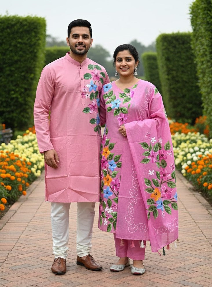 Panjabi Three Piece Couple Set