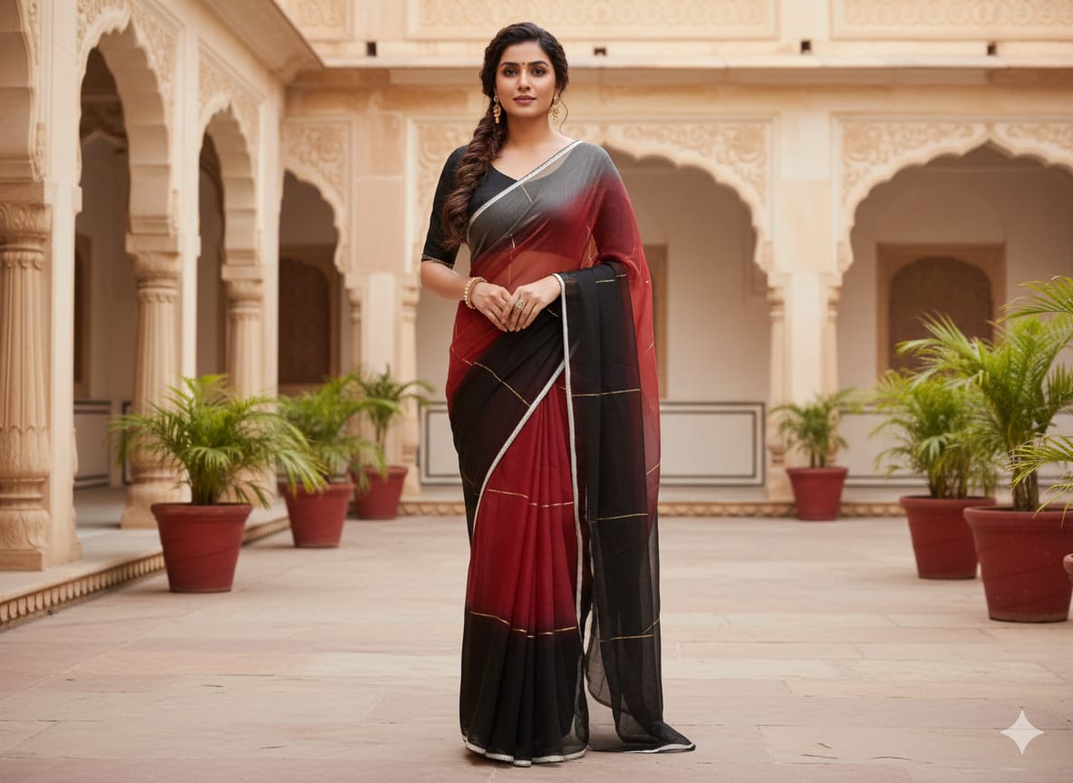 Half Silk Saree with blause pcs - CIANARA